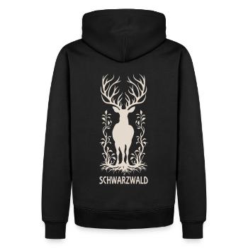 Schwarzwald Hirsch Jäger Heimat Urlaub - Männer Premium Bio Hoodie - Schwarz - Hinten - Nico (187cm)