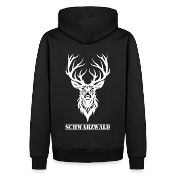 Schwarzwald Hirsch Jäger Heimat Urlaub - Männer Premium Bio Hoodie - Schwarz - Hinten - Nico (187cm)