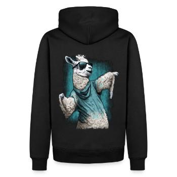 Llama Alpaca Animal Gift Idea - Men’s Premium Organic Hoodie - black - Back - Nico (187cm)