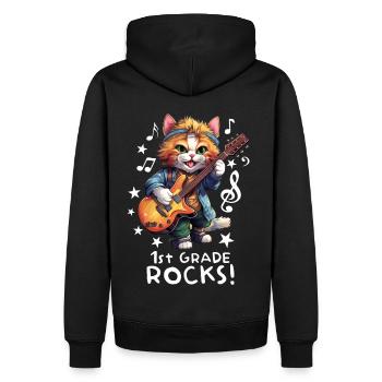Chaton chat inscrit à la rentrée scolaire - Sweat à capuche Premium bio Homme - noir - Dos - Nico (187cm)