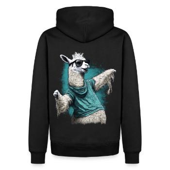 Dancing Llama Llamas Alpaca Animal Gift Idea - Men’s Premium Organic Hoodie - black - Back - Nico (187cm)