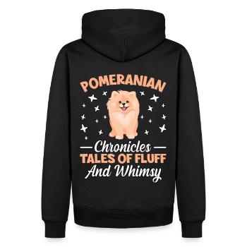 Pomeranian Chronicles Tales of Fluff and Whimsy - Männer Premium Bio Hoodie - Schwarz - Hinten - Nico (187cm)