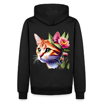 Bloom Cat, colorful - Men’s Premium Organic Hoodie - black - Back - Nico (187cm)