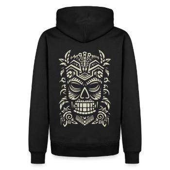 Tiki Maske - Männer Premium Bio Hoodie - Schwarz - Hinten - Nico (187cm)