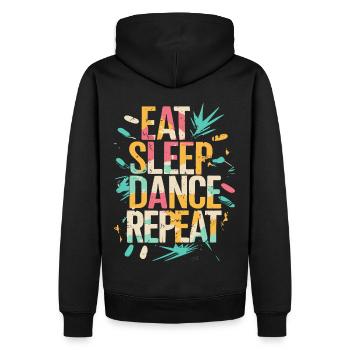 Eat Sleep Dance Repeat Typografie - Männer Premium Bio Hoodie - Schwarz - Hinten - Nico (187cm)