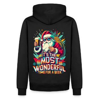 Idée cadeau de l’amateur de bière du Père Noël - Sweat à capuche Premium bio Homme - noir - Dos - Nico (187cm)