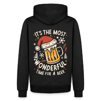 Chapeau de Père Noël Père Noël Amateur de bière Dicton - Sweat à capuche Premium bio Homme - noir - Dos - Nico (187cm)