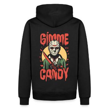 Halloween, Gimme, Candy, Saison effrayante - Sweat à capuche Premium bio Homme - noir - Dos - Nico (187cm)