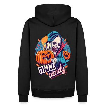 Halloween, Gimme, Candy, Saison effrayante - Sweat à capuche Premium bio Homme - noir - Dos - Nico (187cm)