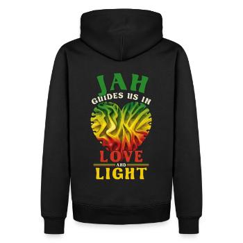 Ethiopian Heart Flag Rasta Reggae Pride Rastafaria - Männer Premium Bio Hoodie - Schwarz - Hinten - Nico (187cm)