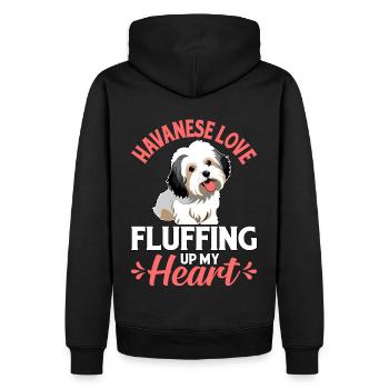Havanese Love Fluffing up my Heart - Männer Premium Bio Hoodie - Schwarz - Hinten - Nico (187cm)