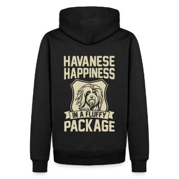Havanese Happiness in a fluffy Package - Männer Premium Bio Hoodie - Schwarz - Hinten - Nico (187cm)