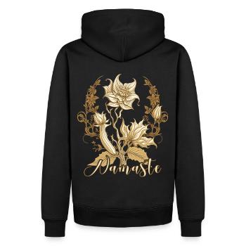 Namaste Lotus Flower Zen Buddhism Yoga Meditation - Männer Premium Bio Hoodie - Schwarz - Hinten - Nico (187cm)