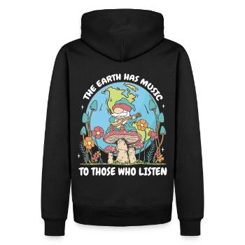 Hippie Gnome Mushrooms Retro 70s Groovy Hippy - Männer Premium Bio Hoodie - Schwarz - Hinten - Nico (187cm)