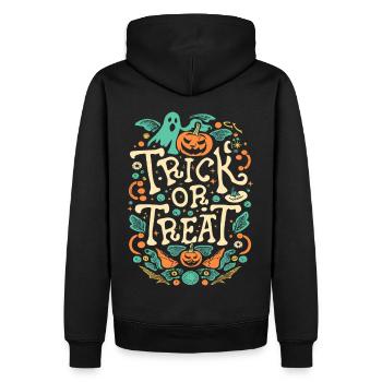 Trick or Treat Happy Halloween - Männer Premium Bio Hoodie - Schwarz - Hinten - Nico (187cm)