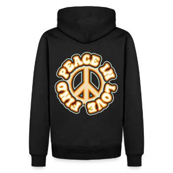 Peace Tie Dye Retro Groovy Hippie Tie Dye - Männer Premium Bio Hoodie - Schwarz - Hinten - Nico (187cm)