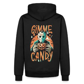 Halloween Gimme Candy Trick or Treat - Männer Premium Bio Hoodie - Schwarz - Hinten - Nico (187cm)