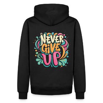 Never Give Up Graffiti - Männer Premium Bio Hoodie - Schwarz - Hinten - Nico (187cm)