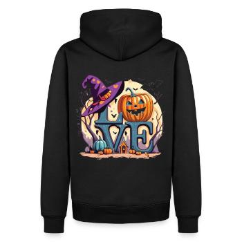 Halloween Love Pumpkin - Style saison effrayante - Sweat à capuche Premium bio Homme - noir - Dos - Nico (187cm)