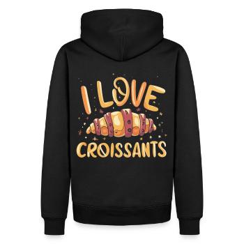I Love Croissants - Breakfast Lover Design - Sweat à capuche Premium bio Homme - noir - Dos - Nico (187cm)