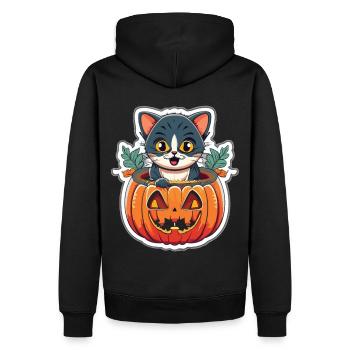 Des yeux de chat dans le noir : design magique d’Halloween - Sweat à capuche Premium bio Homme - noir - Dos - Nico (187cm)