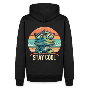 Vintage Bartagame mit Sonnenbrille - Männer Premium Bio Hoodie - Schwarz - Hinten - Nico (187cm)