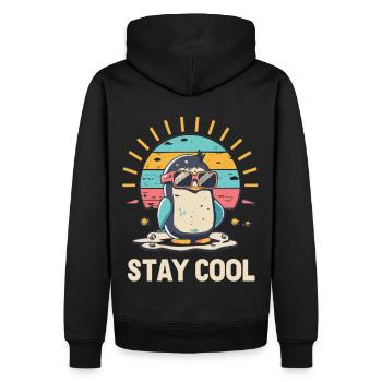 Chillen mit Stil: Pinguin-Edition - Männer Premium Bio Hoodie - Schwarz - Hinten - Nico (187cm)