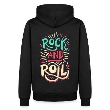 Devise de la déclaration rock and roll - Sweat à capuche Premium bio Homme - noir - Dos - Nico (187cm)