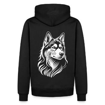 Beauté majestueuse : Le husky en blanc - Sweat à capuche Premium bio Homme - noir - Dos - Nico (187cm)