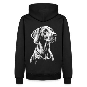 Force douce : Weimaraner en blanc pur - Sweat à capuche Premium bio Homme - noir - Dos - Nico (187cm)