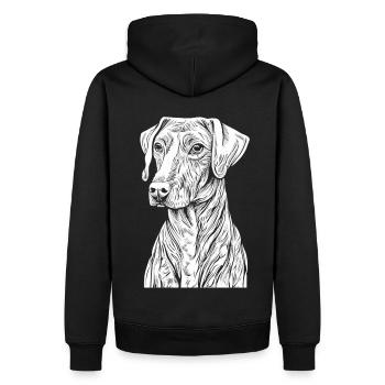 Force douce : Weimaraner en blanc pur - Sweat à capuche Premium bio Homme - noir - Dos - Nico (187cm)
