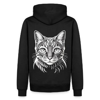 Elegante Schönheit: Die Siamkatze in Reinweiß - Männer Premium Bio Hoodie - Schwarz - Hinten - Nico (187cm)