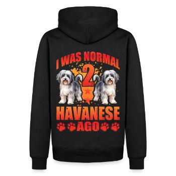 I was normal 2 Havanese ago - Männer Premium Bio Hoodie - Schwarz - Hinten - Nico (187cm)