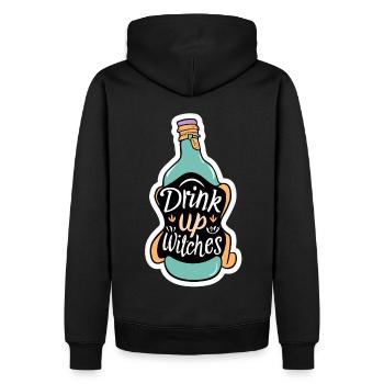 Drink Up Witches Lustiger Halloween Spruch - Männer Premium Bio Hoodie - Schwarz - Hinten - Nico (187cm)