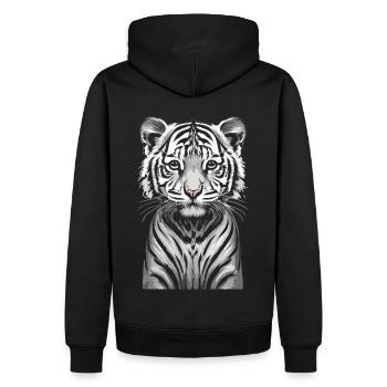 Kindliche Faszination: Das Bengalische Tigerbaby - Männer Premium Bio Hoodie - Schwarz - Hinten - Nico (187cm)