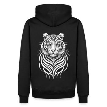 La fascination de la jungle : le tigre blanc - Sweat à capuche Premium bio Homme - noir - Dos - Nico (187cm)