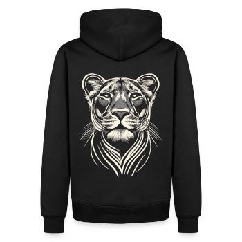 La reine de la savane : le portrait du lion blanc - Sweat à capuche Premium bio Homme - noir - Dos - Nico (187cm)