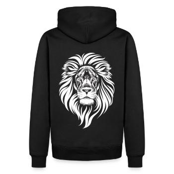 La Majesté : Le Lion Blanc - Sweat à capuche Premium bio Homme - noir - Dos - Nico (187cm)