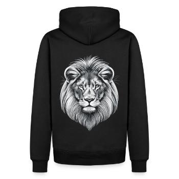 L’élégance mystique : un lion sibérien en blanc - Sweat à capuche Premium bio Homme - noir - Dos - Nico (187cm)