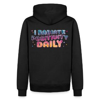 Radiate Positivity Daily Tie Dye Groovy Positive A - Männer Premium Bio Hoodie - Schwarz - Hinten - Nico (187cm)
