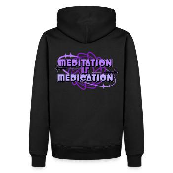 Meditation Is Medication Retro 2000s Aesthetic Y2K - Männer Premium Bio Hoodie - Schwarz - Hinten - Nico (187cm)