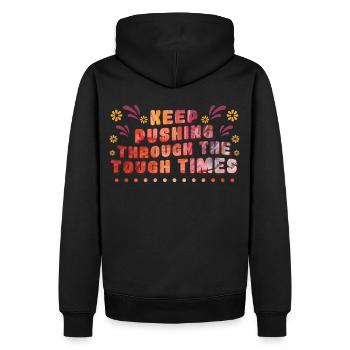 Motivational Quote Tie Dye Retro 70s Groovy Hippie - Männer Premium Bio Hoodie - Schwarz - Hinten - Nico (187cm)