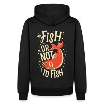 To Fish or not to Fish Angler Sprüche - Männer Premium Bio Hoodie - Schwarz - Hinten - Nico (187cm)