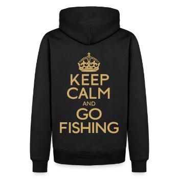 Keep Calm And Go Fishing Angler Sayings - Men’s Premium Organic Hoodie - black - Back - Nico (187cm)
