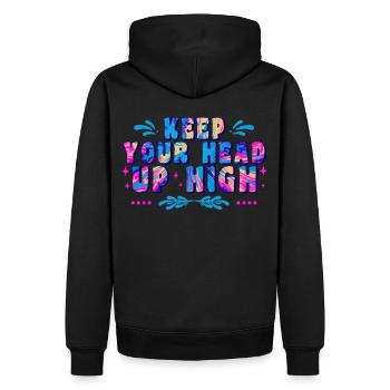 Keep Your Head Up High Inspirational Tie Dye Hippi - Männer Premium Bio Hoodie - Schwarz - Hinten - Nico (187cm)