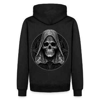 Unholy Satanic Grim Reaper Occult Skull Goth - Männer Premium Bio Hoodie - Schwarz - Hinten - Nico (187cm)