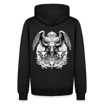 Creepy Demon Skull Occult Horror Gothic Wicca - Männer Premium Bio Hoodie - Schwarz - Hinten - Nico (187cm)