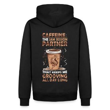 Caffeine The Jam Session Partner Funny Coffee Quot - Männer Premium Bio Hoodie - Schwarz - Hinten - Nico (187cm)
