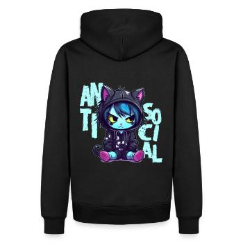 Kawaii Antisocial Emo Cat Pastel Goth Menhera Anim - Männer Premium Bio Hoodie - Schwarz - Hinten - Nico (187cm)
