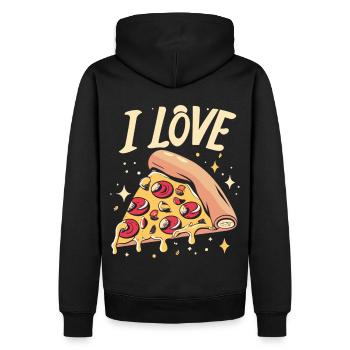 I love Pizza - Zeige deine Liebe für Pizza - Männer Premium Bio Hoodie - Schwarz - Hinten - Nico (187cm)